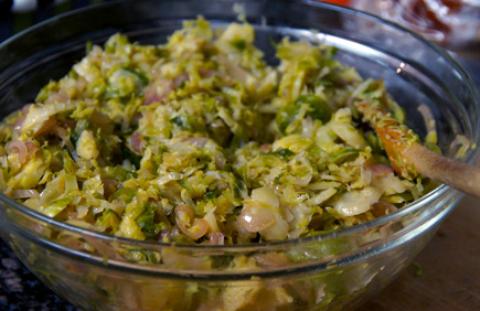 Brussels Sprouts Hash with Caramelized Shallots - Plum Pie