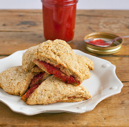 rhubarb scone stack