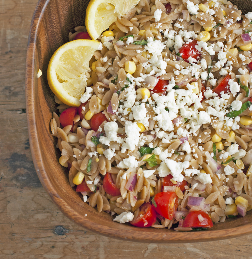 Orzo Salad with Corn, Tomato, Basil, and Feta | Plum Pie