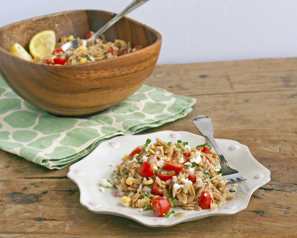 Orzo Salad with Corn, Tomato, Basil, and Feta | Plum Pie