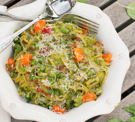 avocado arugula pesto linguine